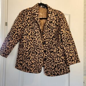 Linea by Louis Dell'Olio Leopard Print Womens Blazer Size M Euc
